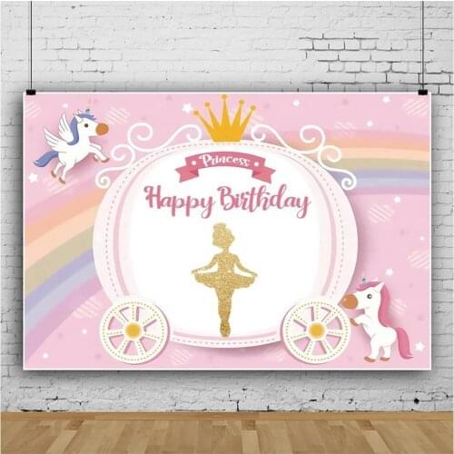 Crown Ballet Little Princess Pink Backdrop Girl Birthday Party Decoration Photography Studio Photo Kids Room Custom Background