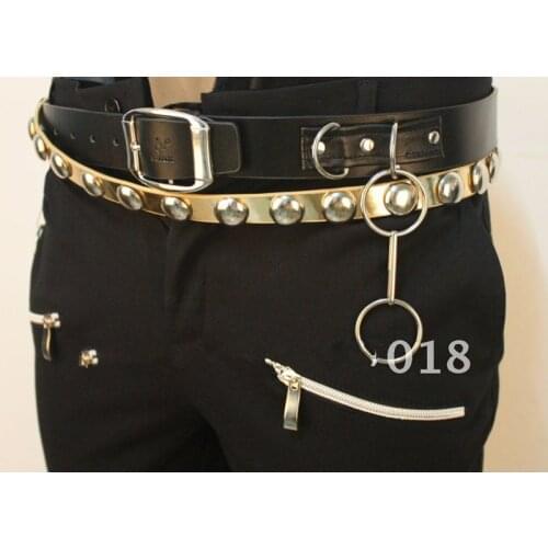 Rare MJ Michael Jackson PUNK BAD tour performance Metal Rivet leather Golden & Black Belt