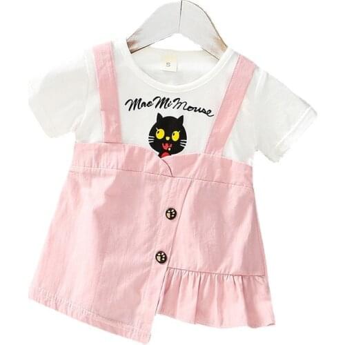 2021 New Summer Baby Girl Clothes Cute Children Sport Short Sleeve Dress Toddler Casual Costume Infant Clothing Kids Sportswear