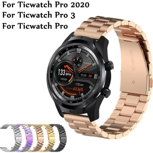 Metal Band For Ticwatch Pro 2020 Strap For Ticwatch Pro 3 GPS/GTX Stainless Steel Adjustble Wristband Smart Watch Accessories
