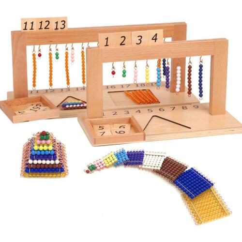 Montessori Numbers 1-20 International Version Beaded Frame Mathematical Toys Color Beaded Step Ten Board Group Educational Toys