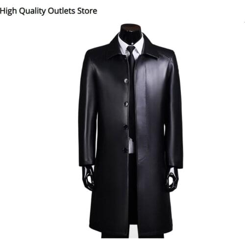 Men genuine leather jacket man sheepskin coat outerwear business style mens leather clothing