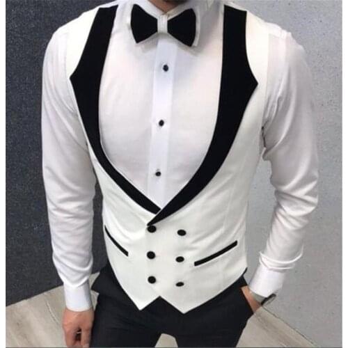 Costume Homme Slim Fit Custom Made Double Breasted Black Lapel Wedding Vests Mens Waistcoat Groom Vests Mens Vest for Party