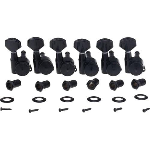 Musiclily Ultra 6-in-line 19:1 Ratio Locking Tuners Tuning Pegs Machines Heads Set for Fender Strat/Tele Electric Guitar, Black