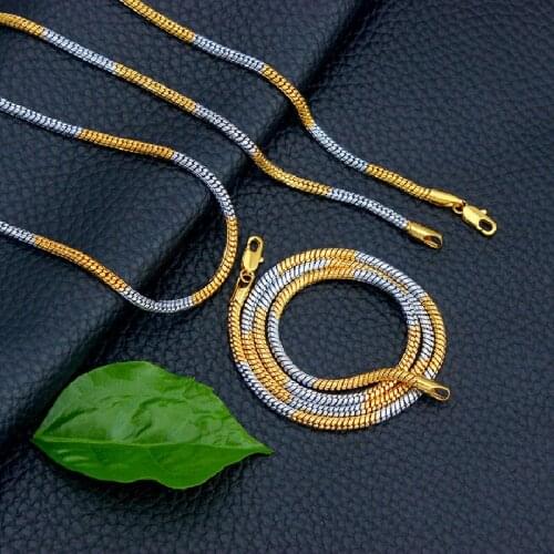 New Two-Tone Snake Bone Chain Copper 18K Gold-Plated Jewelry European and American Long Necklace Jewelry