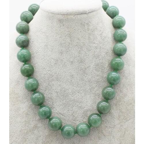 Wholesale green jade round 16mm necklace 18inch nature beads wow gift