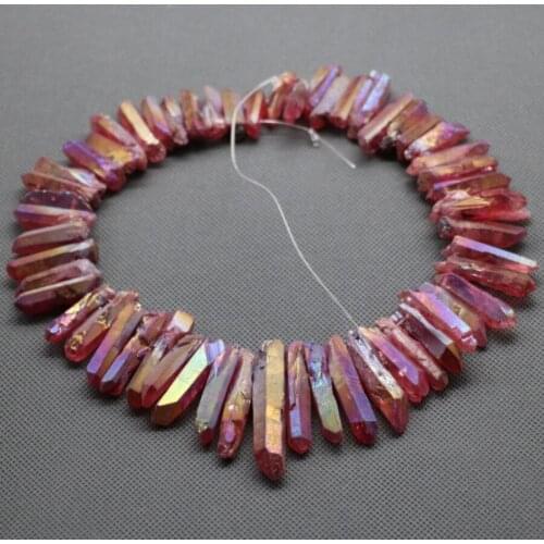 Approx 60pcs/strand Natural Raw Purple Crystal Quartz Point Pendants Rock Gem Stone Top Drilled Stick Briolettes Beads Necklace
