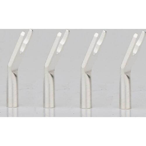 Preffair 4PCS SY1511 Silver plated spade Adapter Banana adapter to spade Silver plated Speaker cable adapter