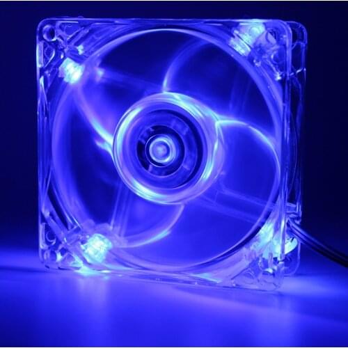 Computer 80mm, 8cm LED computer desktop computer case transparent cooling fan, 3-pin and 4-pin connector, with screws, quiet