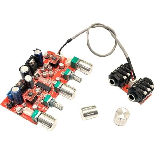 PT2399 Dynamic Microphone Power Amplifier Board Microphone Electret Microphone Reverb Module with OP275 Pre-Amplifier