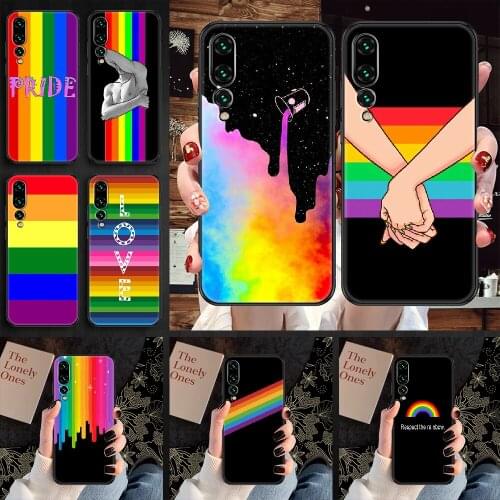Gay Lesbian LGBT Rainbow Phone case For Huawei P Mate P10 P20 P30 P40 10 20 Smart Z Pro Lite 2019 black painting Etui soft