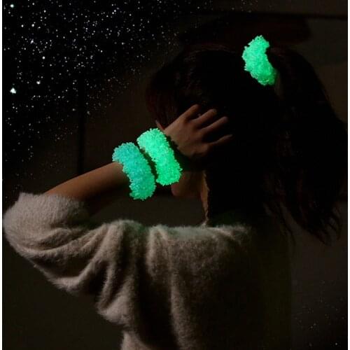 2021 New Girls Colorful Luminous Plush Scrunchies Hairband Women Ponytail Headwear Elastic Hair Bands Fashion Hair Accessories