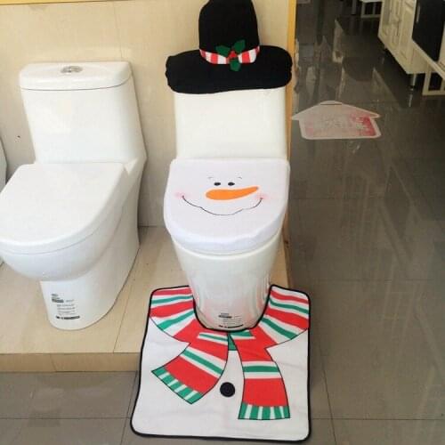 Christmas Decoration For Home Santa Toilet 3pcs/lot Rug Bathroom Se Santa Claus Christmas Ornament