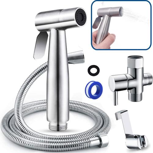 Handheld Toilet bidet sprayer set Kit Stainless Steel Hand Bidet faucet for Bathroom hand sprayer shower head self cleaning