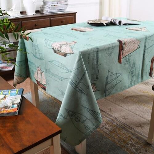 Pineal House The Mediterranean Sailing Tablecloth Arts Table Covering Cloth Cotton Price Difference Cloth Decoration Cloth Can