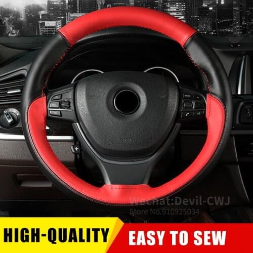 Hand-sewn steering wheel cover wear-resistant leather car grip cover is easy to sew For Benz Nissan Chevrolet Tesla Peugeot etc