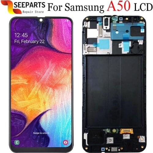 For Samsung Galaxy A50 SM-A505FN/DS A505F/DS A505 LCD Display Touch Screen Digitizer Assembly With Frame For Samsung A50 lcd