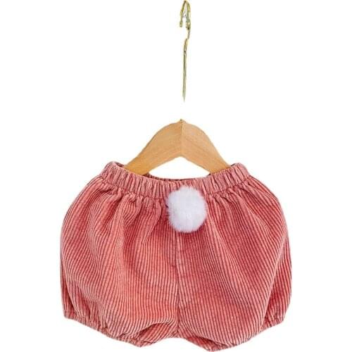 Spring and Autumn models boys girls baby rabbit tail corduroy shorts, buttocks bread pants, baby big PP pumpkin pants