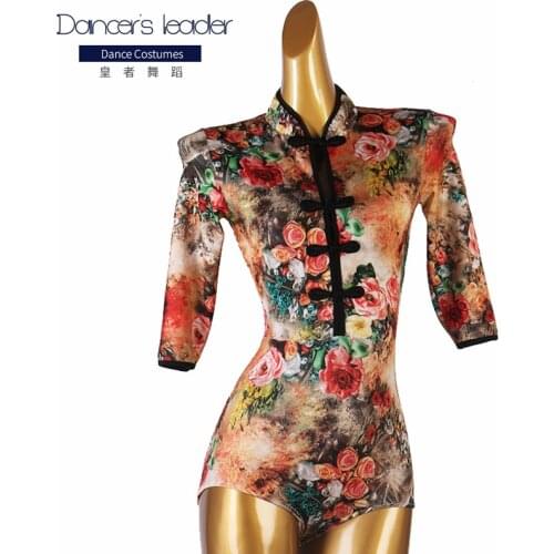 High-end custom-made Latin dance tops practice clothes female adult children Tango Rumba stage professional performance jumpsuit
