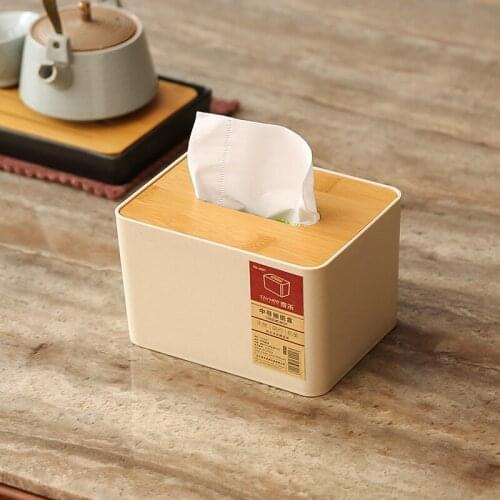 Tissue BoxDesktop Storage Box Household Drawer Bamboo Towel Barrel The Japanese Multi-Function Tissue Box