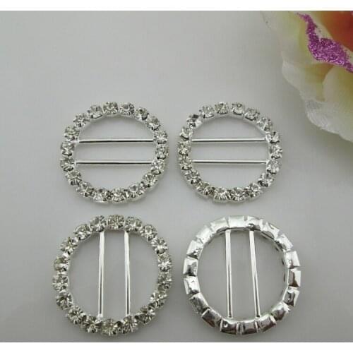 10pcs fashion round two bar rhinestone buckle for wedding invitation card 20mm