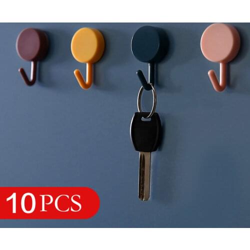 10PCS Creative Stick Hook No Hole Wall Stick Small Hook Wall Hang Cute Stick Hook Household Articles Kitchen Accessories