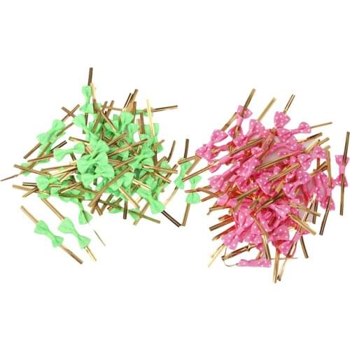 100pcs Ribbon Bow Ties Metallic Twist Wire Ties For Candy Lollipop Cake Pop Cello Bags DIY Crafts Supplies