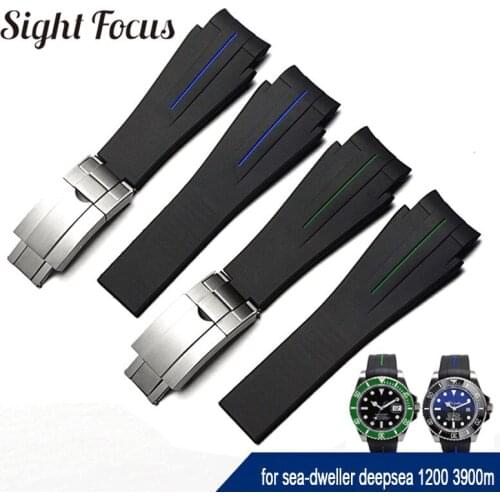27x21mm Mens Rubber Strap for Rolex GMT Ghost King Deepsea Strap Blue Black Green Red Watchband Folding Buckle Watch Accessorie