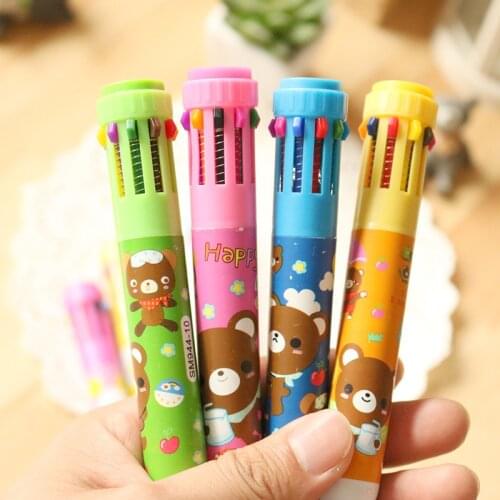 30pcs Kawaii Multi colors Ballpoint Pen Multi-function 10 In 1 cartoon mixed Ball Pen Creative School Supplies Pens Stationery