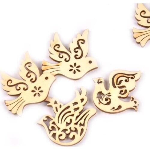 31x33mm Mixed Bird Pattern Natrual Wooden DIY Craft Embellishment For Scrapbookings Home Decorations Unfinished Wood 50pcs M1566