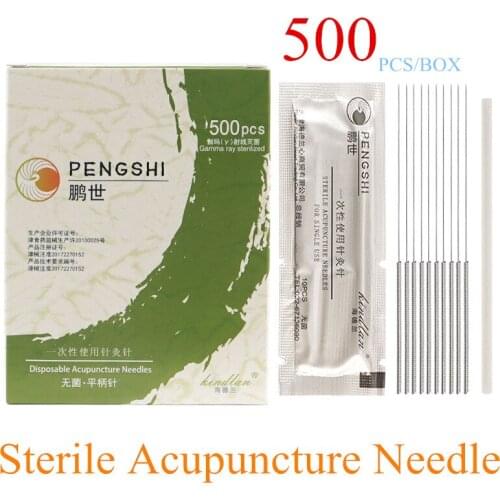 500 Disposable Acupuncture Needle Aseptic Small Tip Sharp Packaging 50*10pcs Korea Flat Handle With Plastic Tube