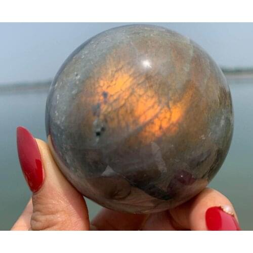 60mm hot sale 100% natural heavy flash labradorite Crystal gemstone sphere Metaphysical chakra healing crystal as gift