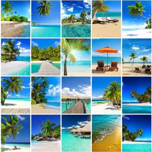 Kexinzu Full Square/Round Drill Diamond Painting 5D Seaside Scenery Diamond Embroidery Beach Cross Stitch Home Decoration