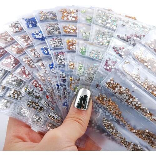 Free shipping MIX SS4-SS16 size round shape Glass Crystal nail rhinestones Diy Clothing accessories 1400pcs/piece