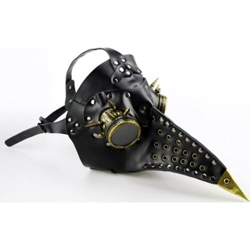 Black Steampunk Mask Gothic Rock Punk Long Beak Bird Plague Doctor Cosplay Anime Accessories Halloween Party Masks