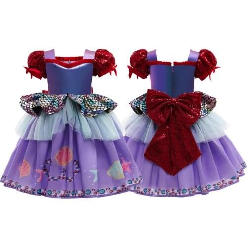 Mermaid Ariel Princess Girl Dress Cosplay Costumes Kids Halloween Fancy Costume Children Carnival Party Clothes Summer Dress Up