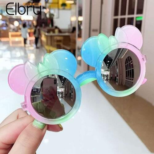 Elbru 2021 Fashion Children Gradient Glitter Sunglasses Girls Boys Cute Cartoon Frame Sun Glasses Kids Outdoor UV400 Sunshades