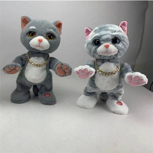Electronic Animal Cat Birthday Gift For Boy and Girl Electric Tabby Cat Toy Dancing &Singing Cat Plush Doll Toyds for Children