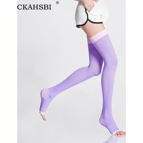CKAHSBI 420D Women Professional Yoga Sock 20-24mm Hg Women Yoga Socks Compression Knee High Open Toe Men Women Support Stockings