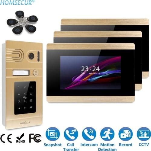 HOMSECUR 7" Video Door Entry Phone Call System RFID Password Unlock Record Motion Detection for House/Flat BC071-G+BM715-G
