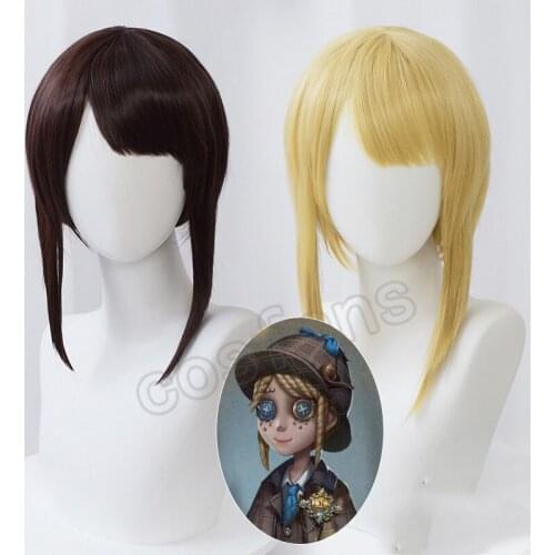Identity V Gardener Cosplay Costumes Emma Woods Cosplay 30cm Brown Yellow Wig Anime Cosplay Wigs Heat Resistant Synthetic Wigs