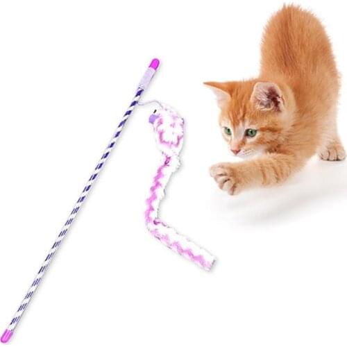 Cat Teaser Wand Plush Mouse Kitten Toy Cat Scratching Toy Kitten Teaser Stick Interactive Cat Toy Pet Training Toy For Kitten