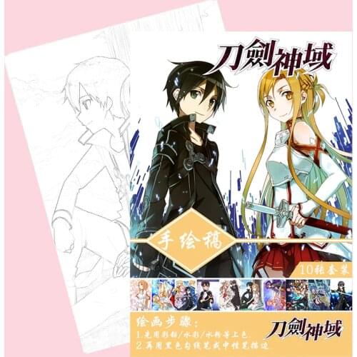 Anime Sword Art Online SAO Coloring Book For Children Adult Relieve Stress Kill Time Painting Drawing antistress Books gift