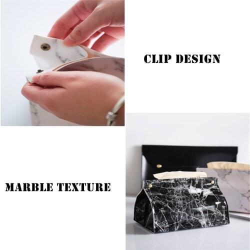Tissue Box Container Leather Modernized Marble Pattern Towel Napkin Paper Holder Box Table Decoration For Home Car J2Y