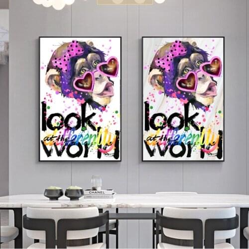 Colorful Sweet Monkey Art Canvas Painting Street Graffiti Art Wall Posters and Prints on Canvas Pictures for Living Room Decor