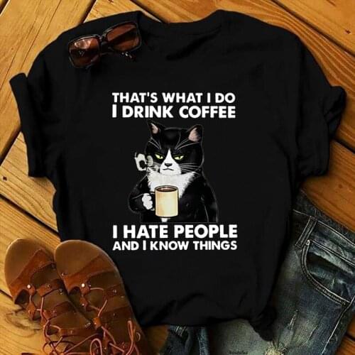 Fashion Coffee Cat Men Clothing Summer Man T Shirts Funny Short Sleeve Tshirts Casual Streetwear Anime Tops Graphic T Shirt