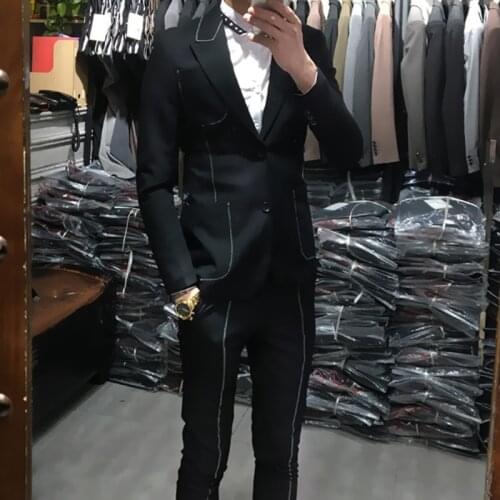 Suits Mens Black Suits Men Spring 2 Pcs Set Korea Style 2021 Spring Ternos Business Dress Mens Suits Designers Men Tuxedo Suit