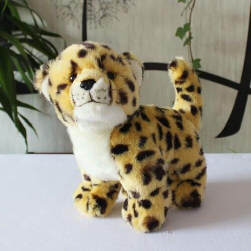 Stuffed wild animal toy standing Cheetah doll real life leopard soft plush model kids toys good quality
