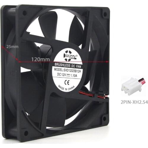 New 120mm 12V case chassis cooling fan 0.56A 4400RPM Dual ball bearing 120X25mm DC brushless cooling fan powerful 135CFM