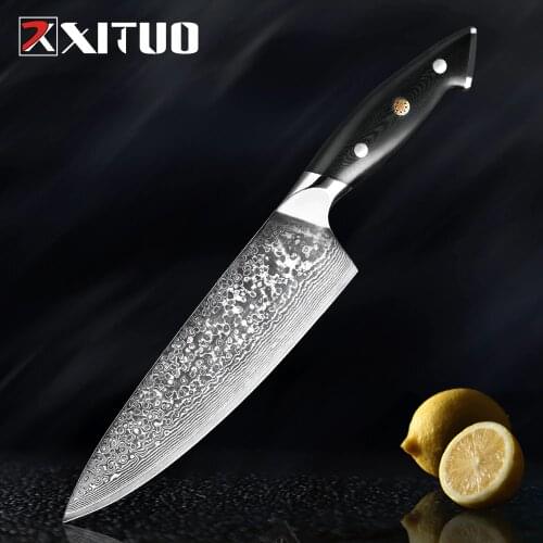 XITUO Premium Damascus VG10 Steel Japanese Chef Knife cleaver Knife Kitchen Knives Slicing Knife For Meat Vegetable Cooking